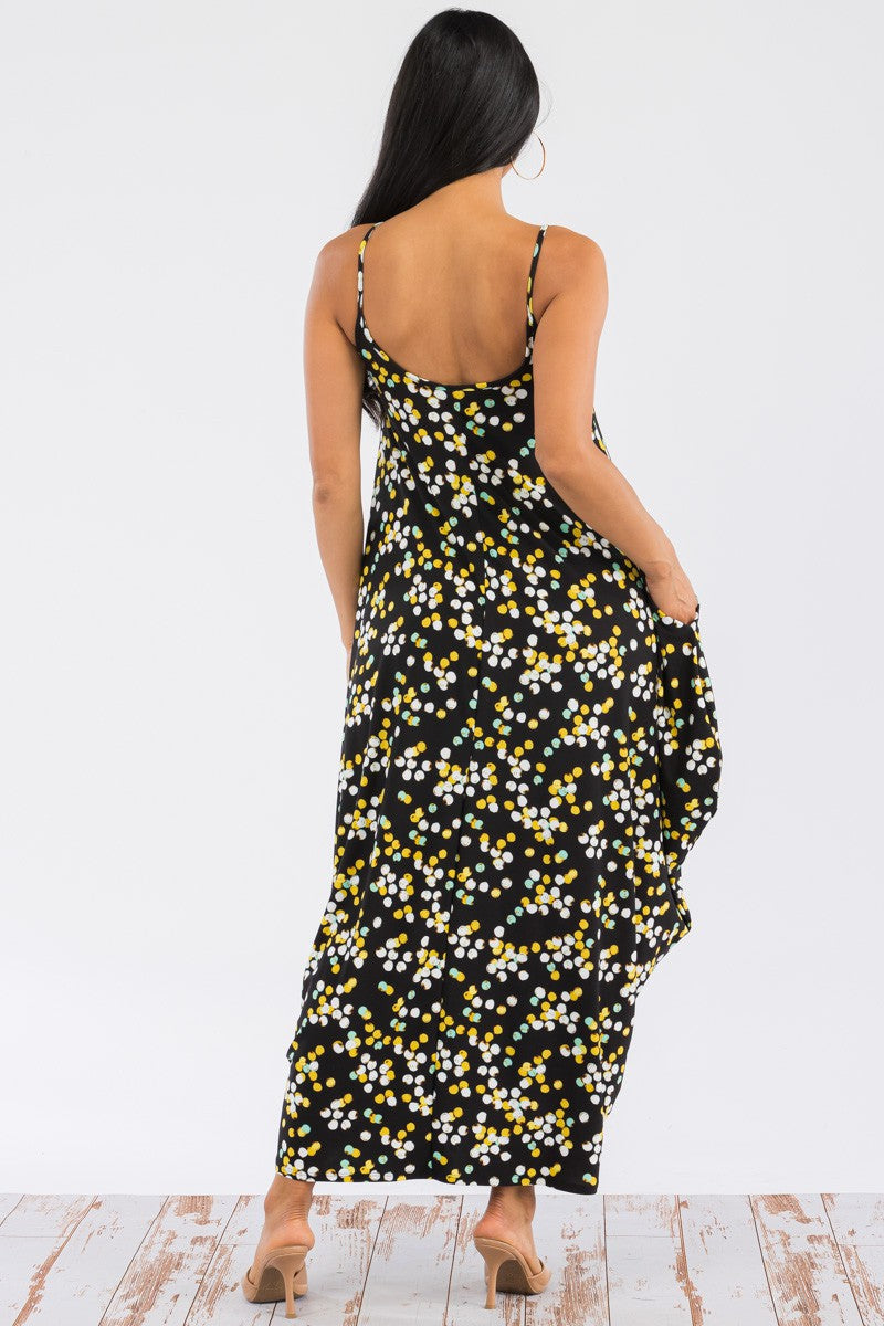 HH645X-MULTIDOTS - VESTIDO MAXI MANGA CORTA