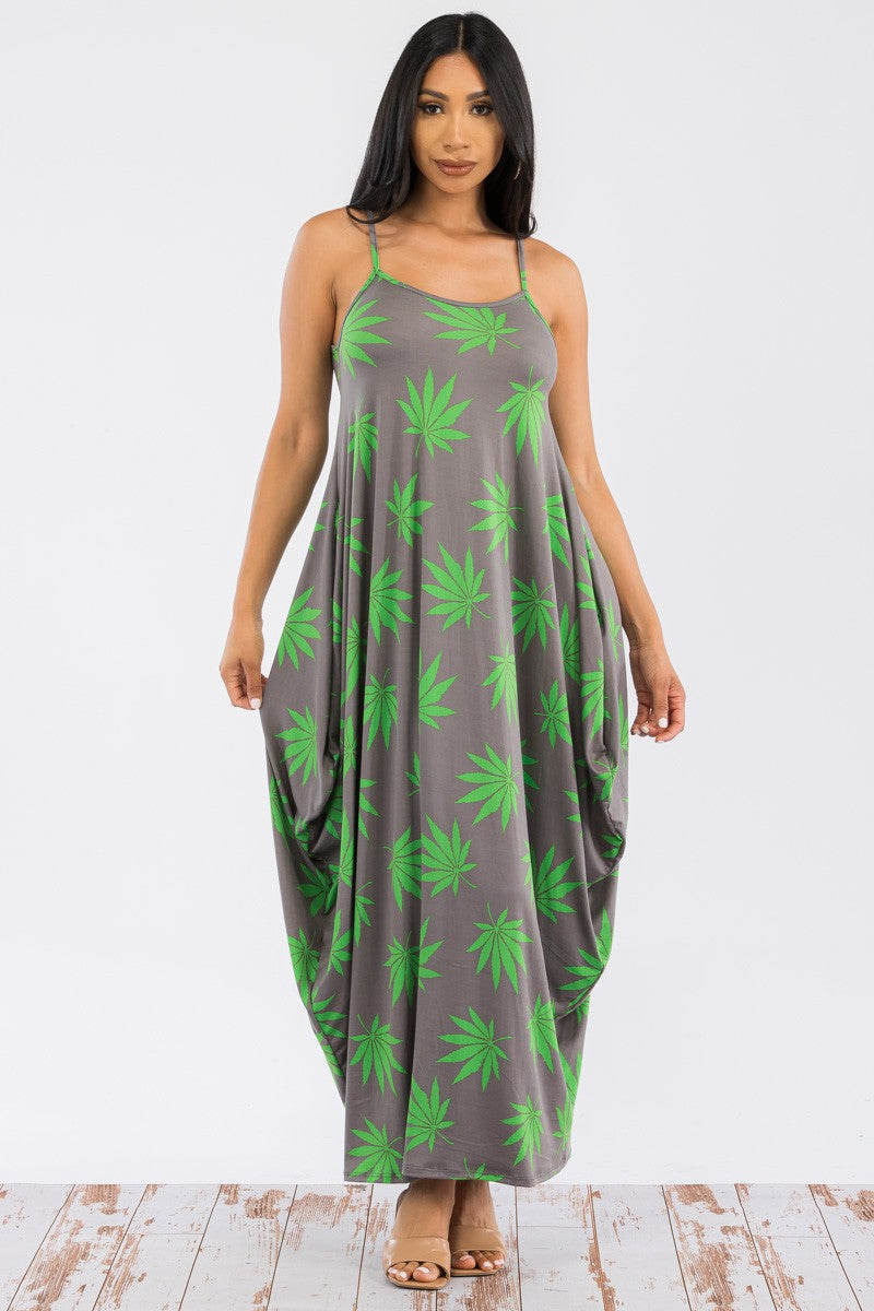 HH645R-MARI - CAMI MAXI DRESS WITH POCKETS