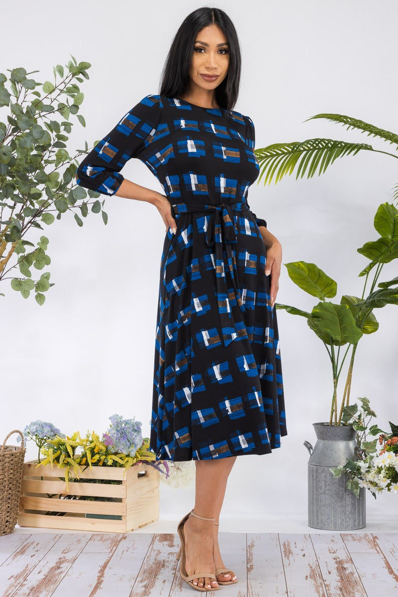 HH583X-NAVY - VESTIDO MIDI LAZADO