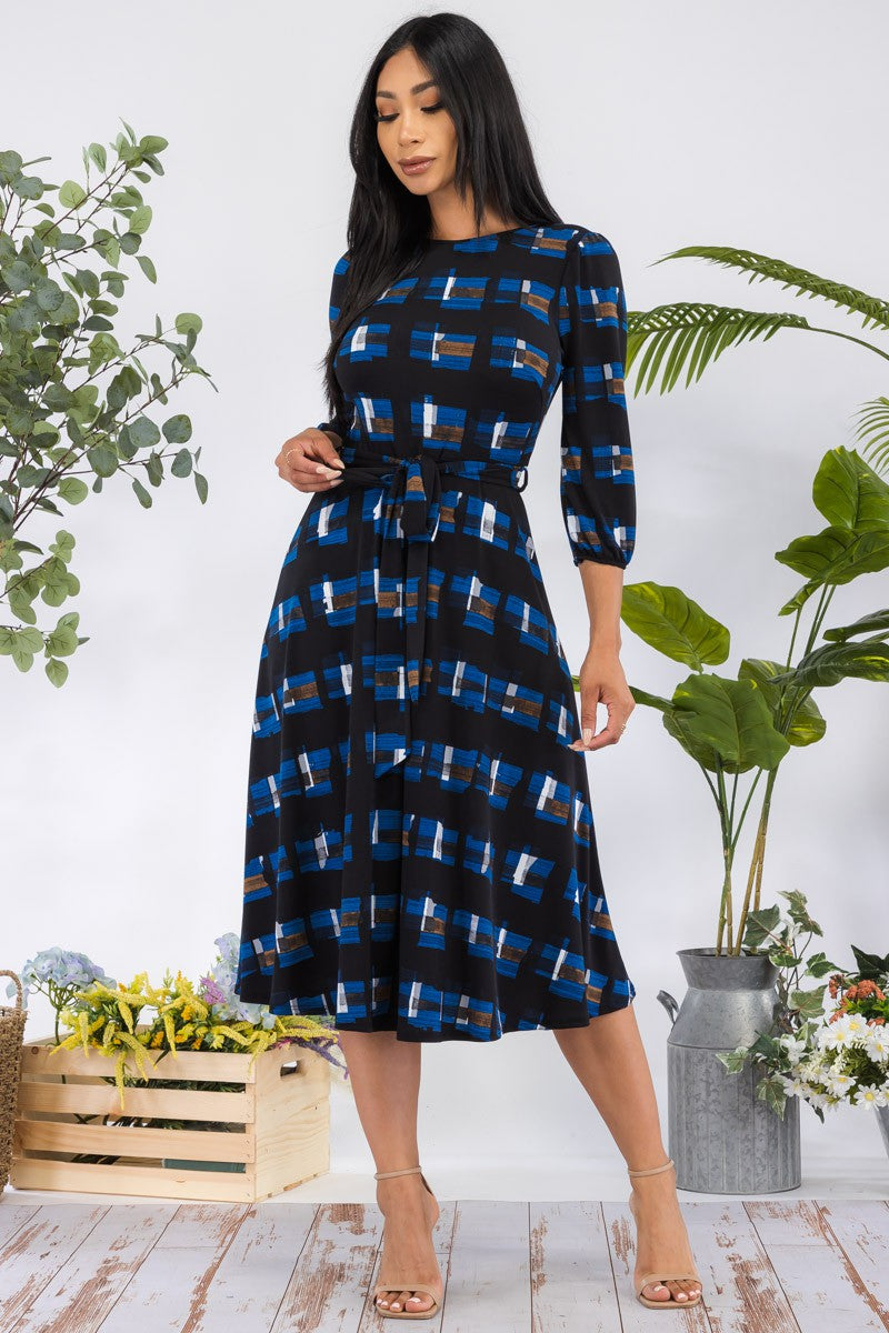 HH583X-NAVY - VESTIDO MIDI LAZADO
