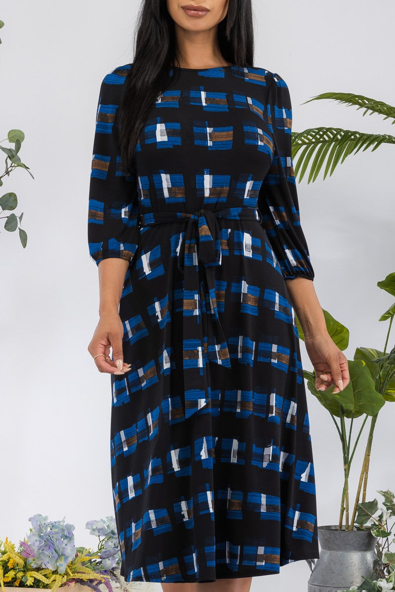 HH583X-NAVY - VESTIDO MIDI LAZADO