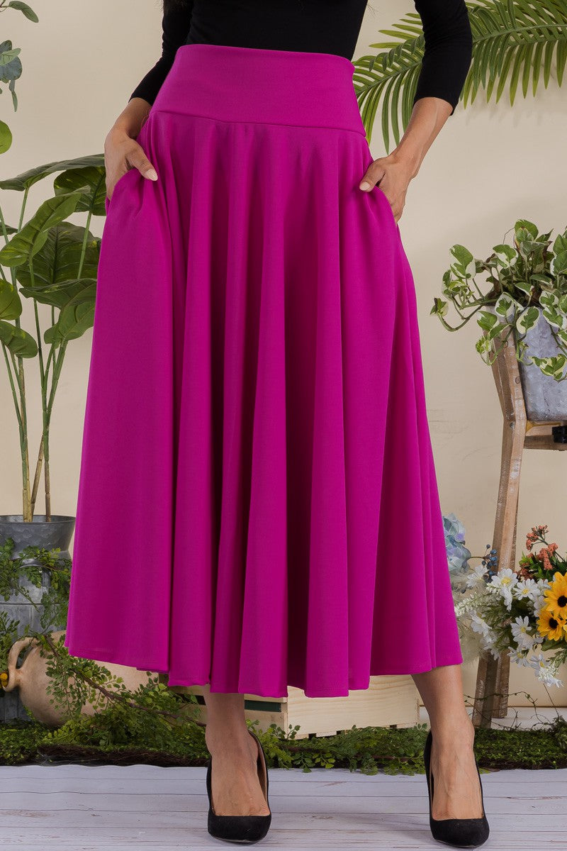 JR777X-SL - Flared Midi Skirt with Pockets