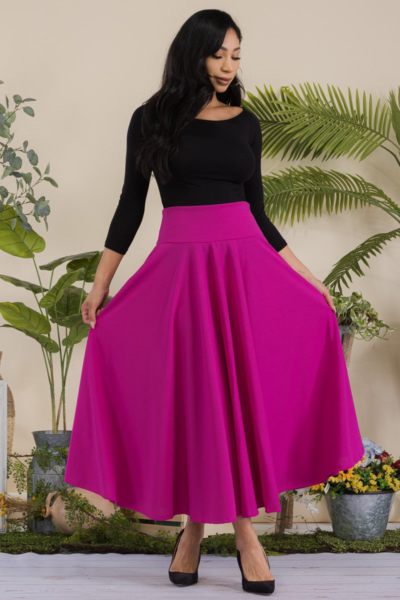 JR777X-SL - Flared Midi Skirt with Pockets
