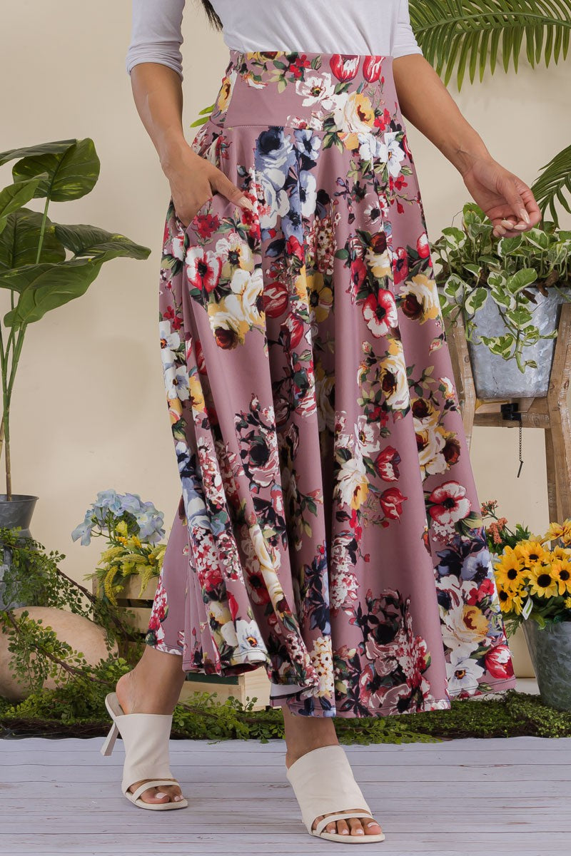 JR777X-FLORAL - FALDA MIDI ESTAMPADO FLORAL