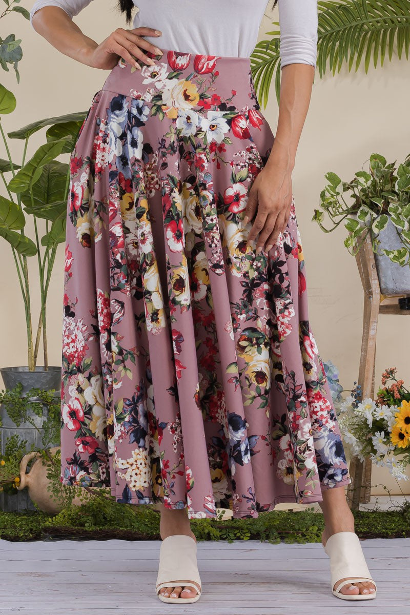 JR777X-FLORAL - FALDA MIDI ESTAMPADO FLORAL