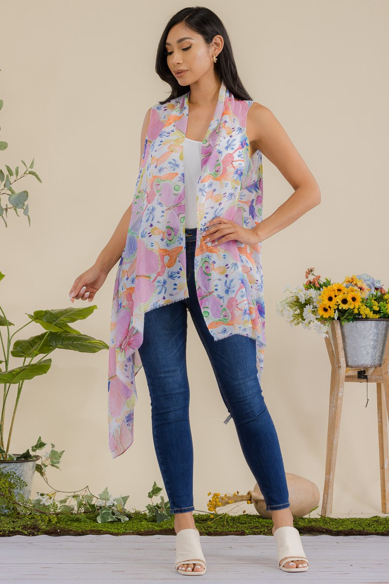 HDF3941 - BUTTERFLY PRINT OPEN FRONT KIMONO