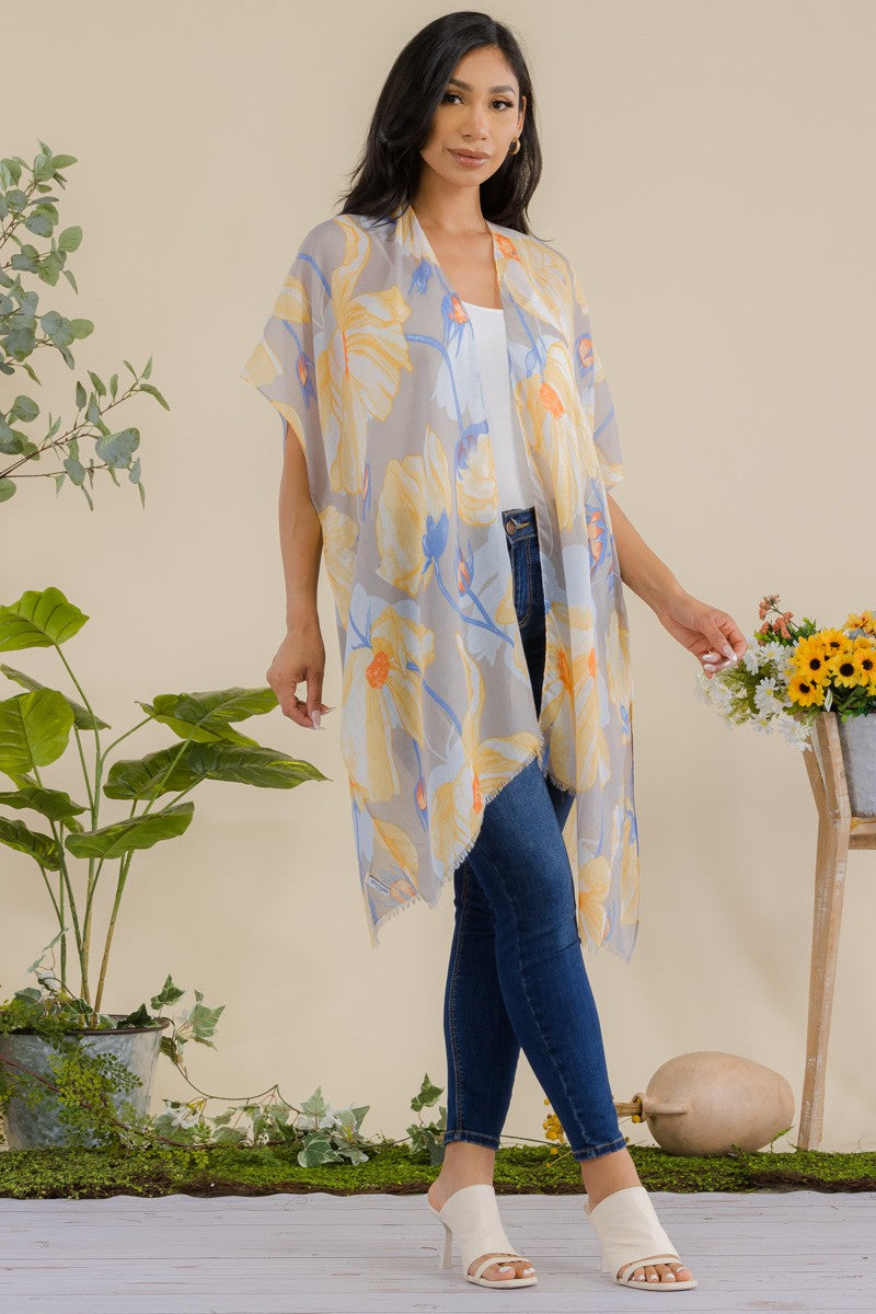 HDF3670 - KIMONO ABIERTO CON ESTAMPADO DE FLORES