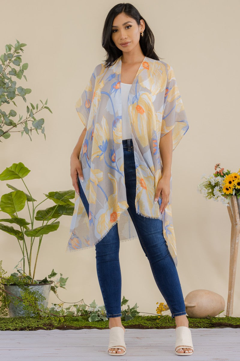 HDF3670 - KIMONO ABIERTO CON ESTAMPADO DE FLORES