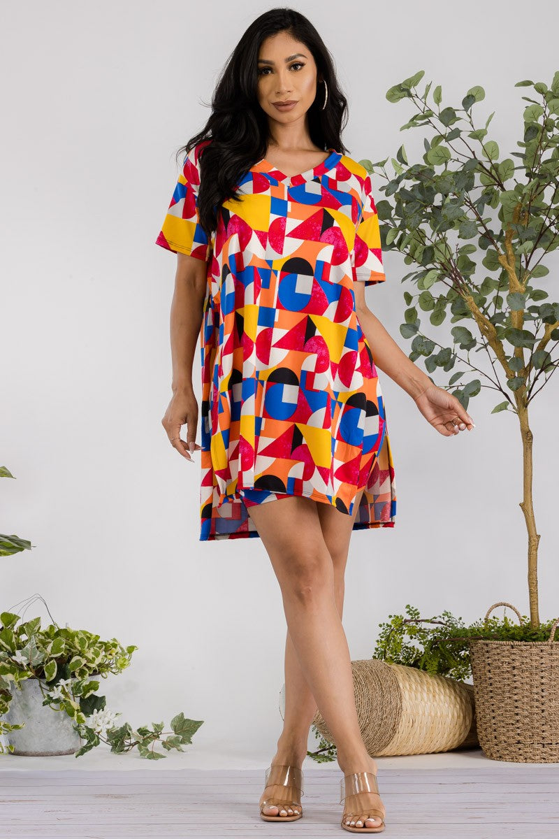 HH651X-ABSTRACT - PLUS SIZE 2 PC SOLID SHORT SET