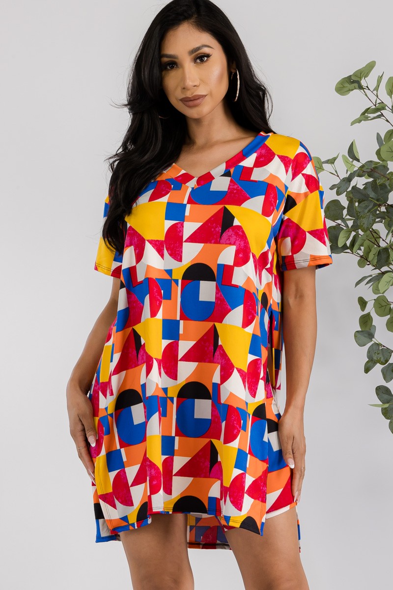 HH651X-ABSTRACT - PLUS SIZE 2 PC SOLID SHORT SET