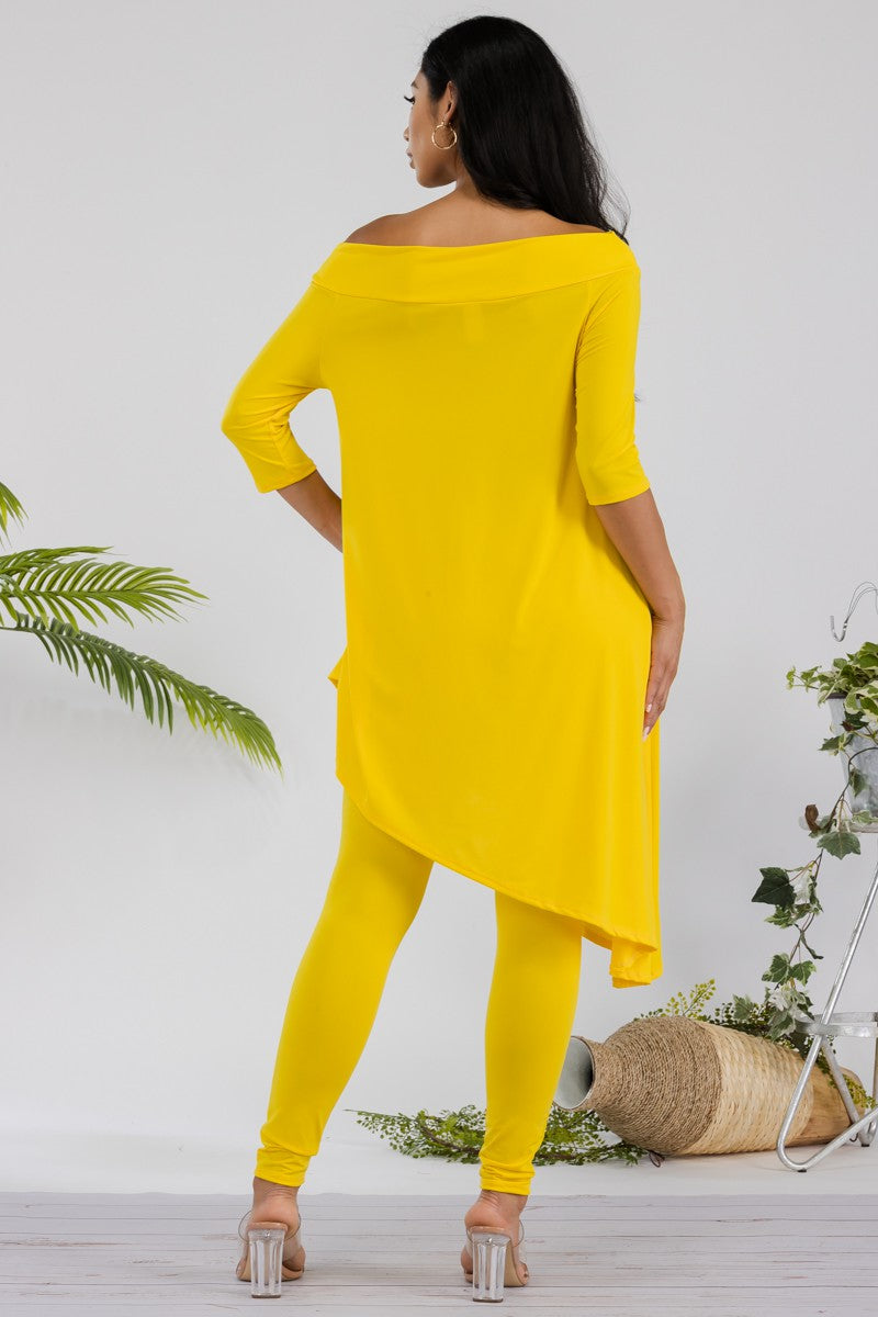 HH690R-SL - 2 PC OFF SHOULDER TOP AND LEGGING SET