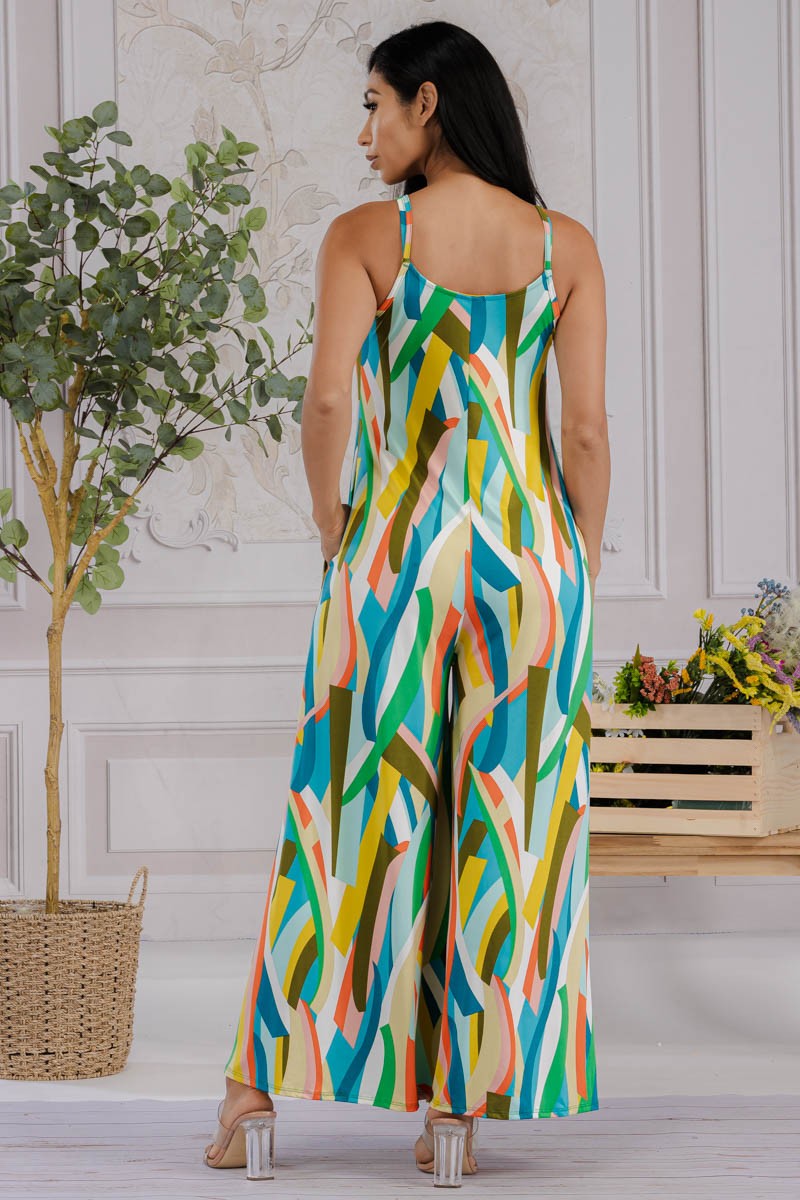 HH697X-P2 Plus Size Wide-Leg Spaghetti Strap Jumpsuit