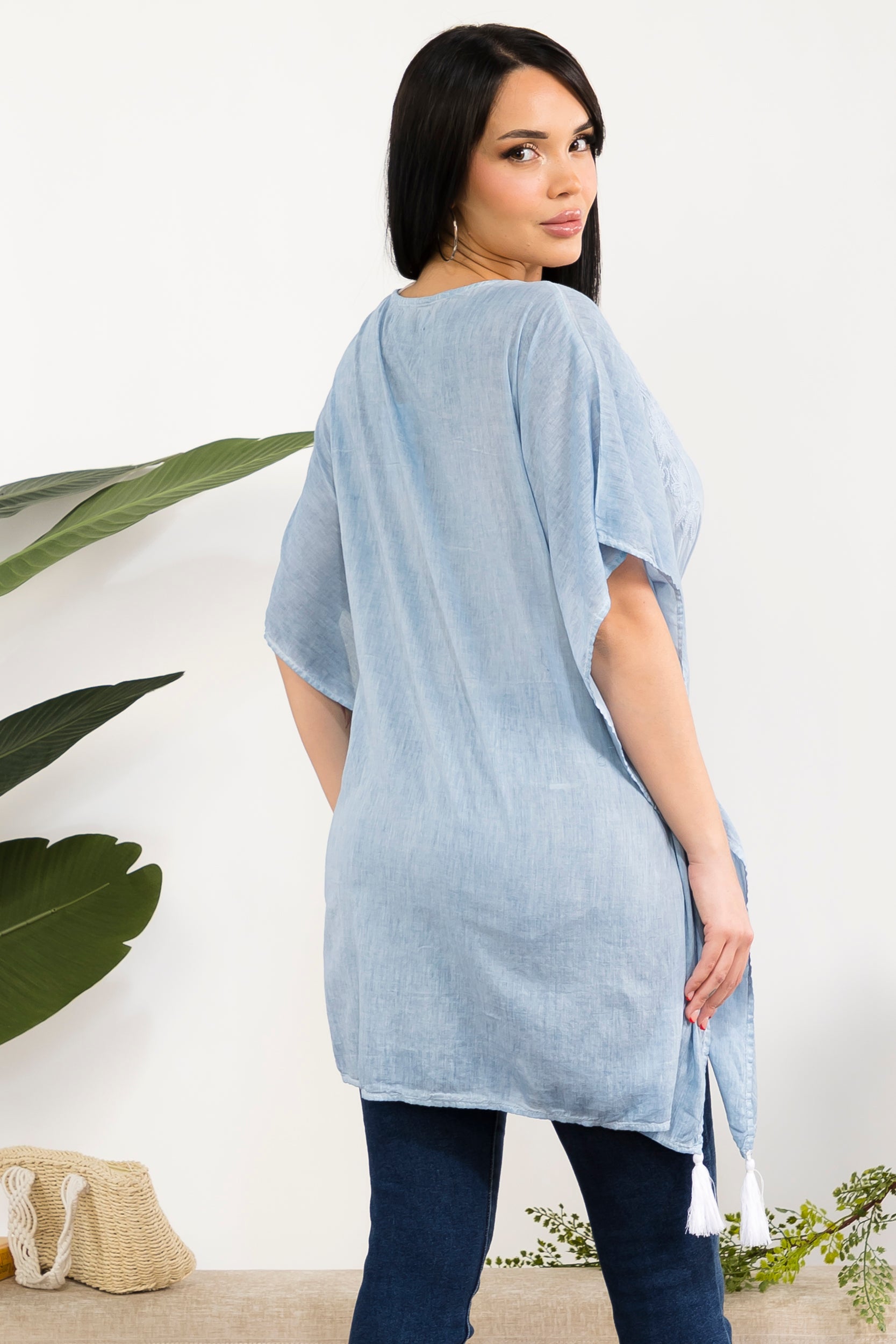 00132M Embroidered Drawstring Tunic