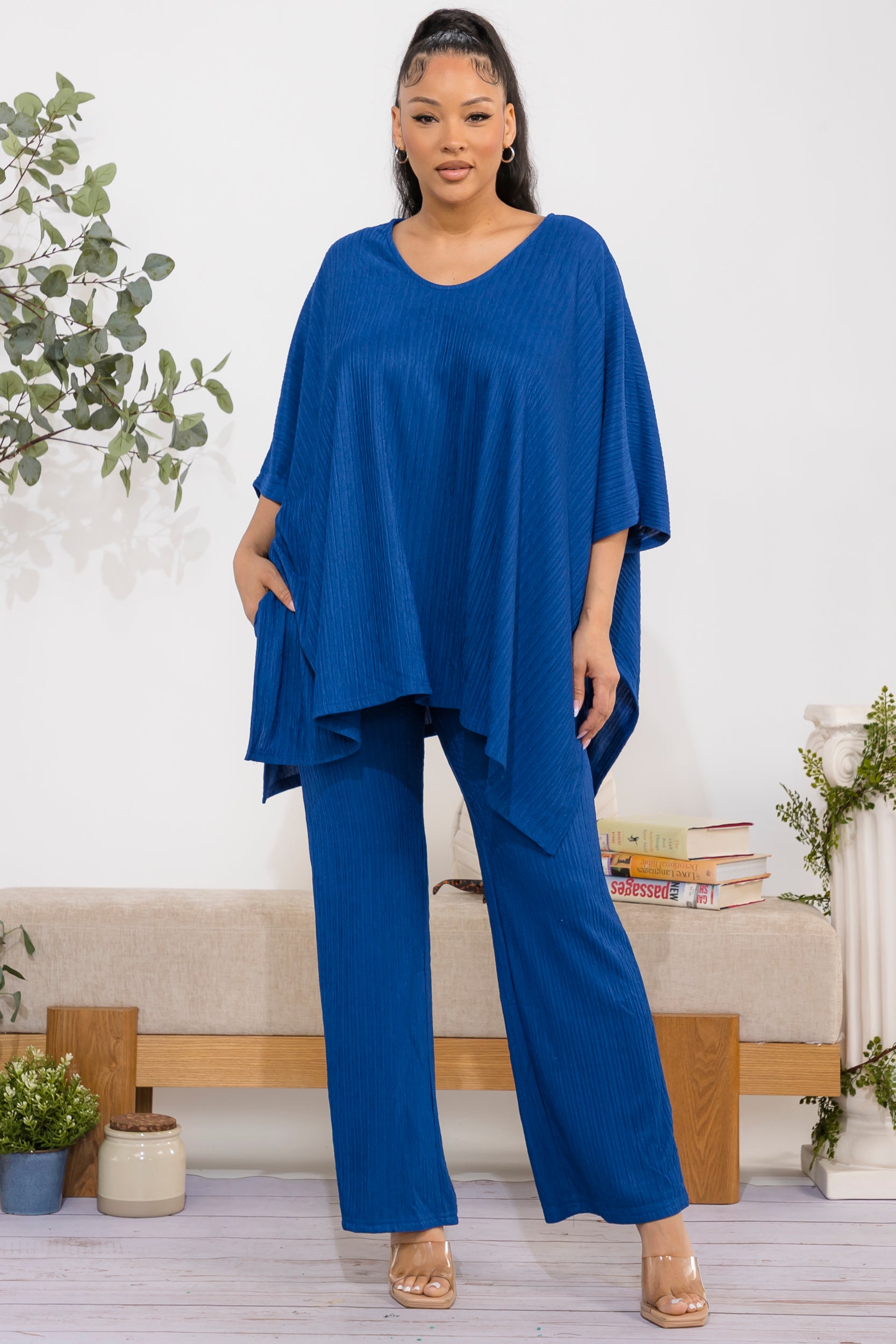 S25652-R Crinkle Flow Two-Piece Set