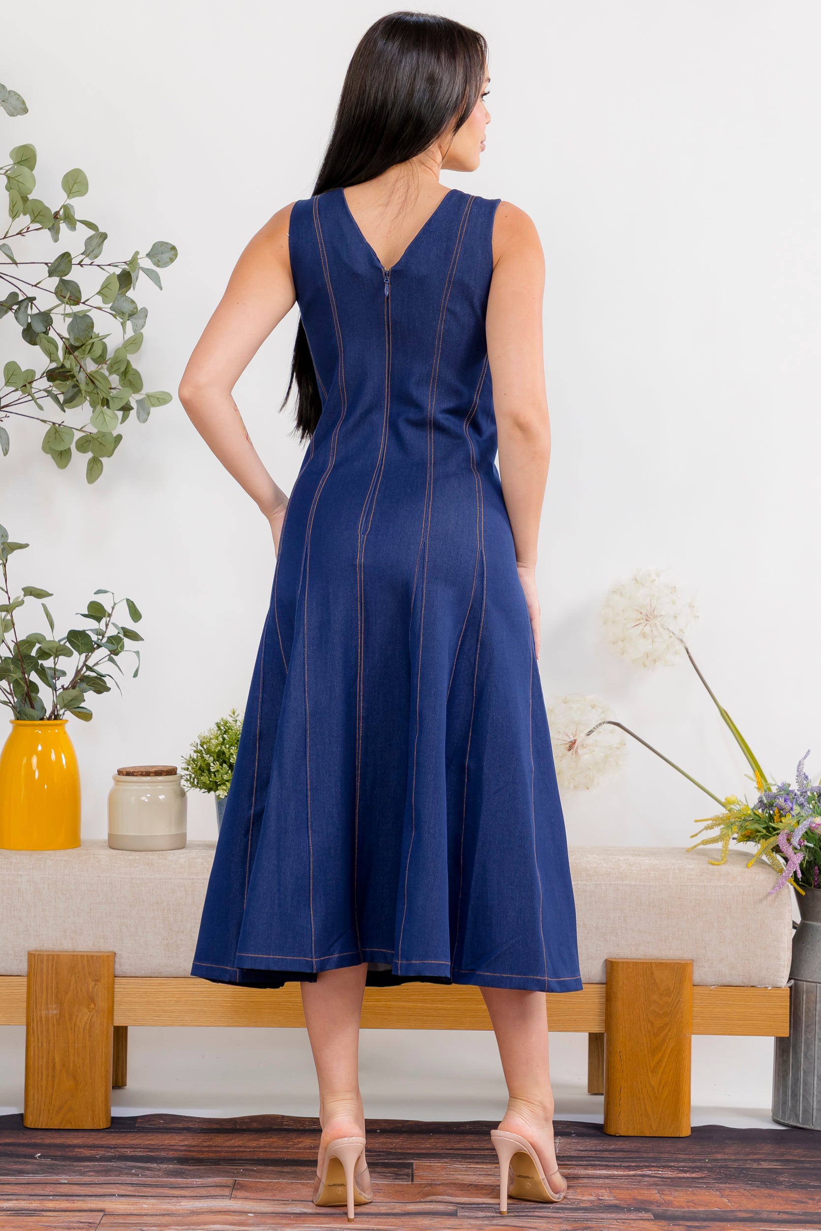 ZB134-X Plus Size Aurora Button Midi Dress