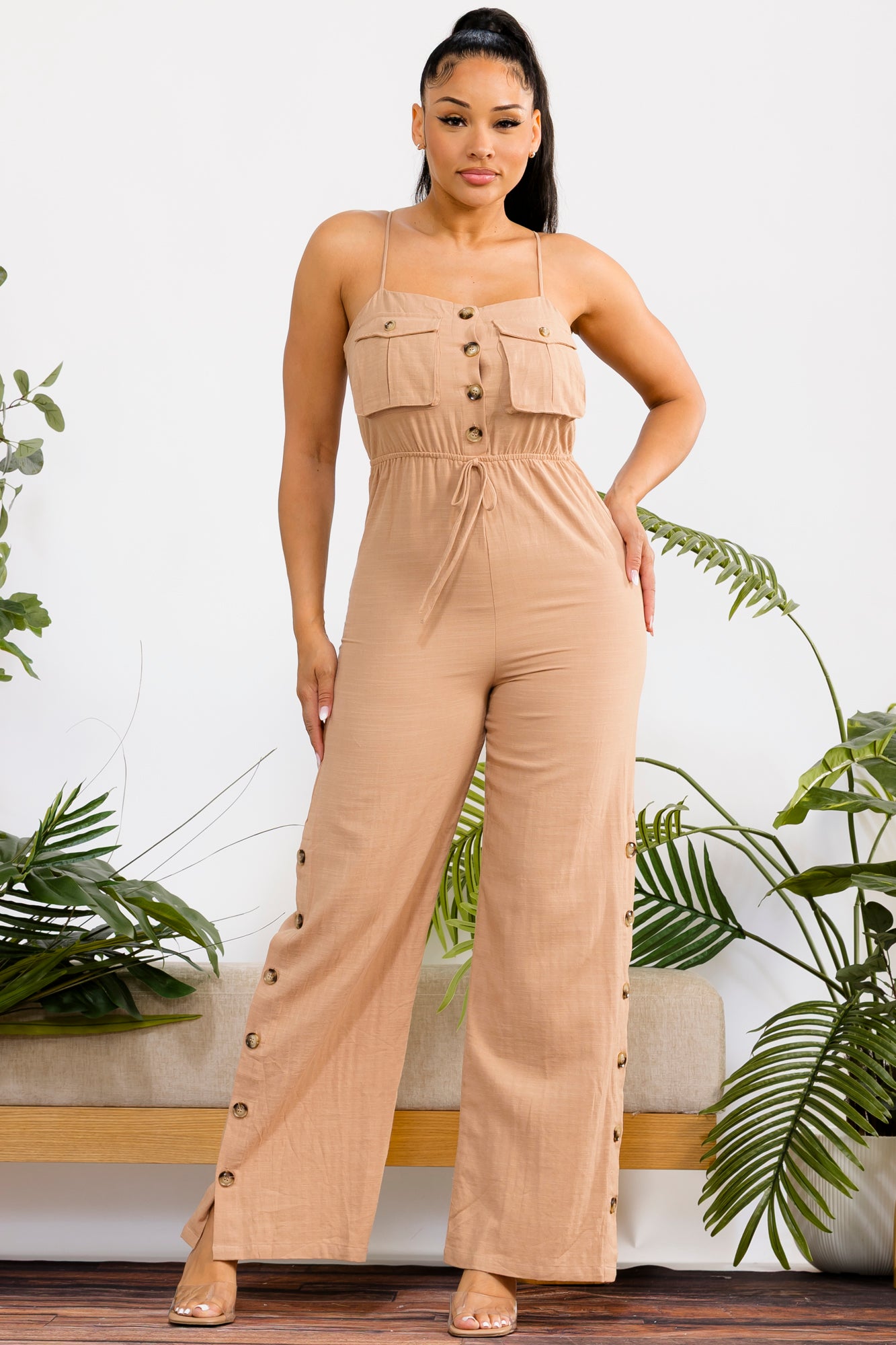 AM766P - Elegant Wide-Leg Jumpsuit