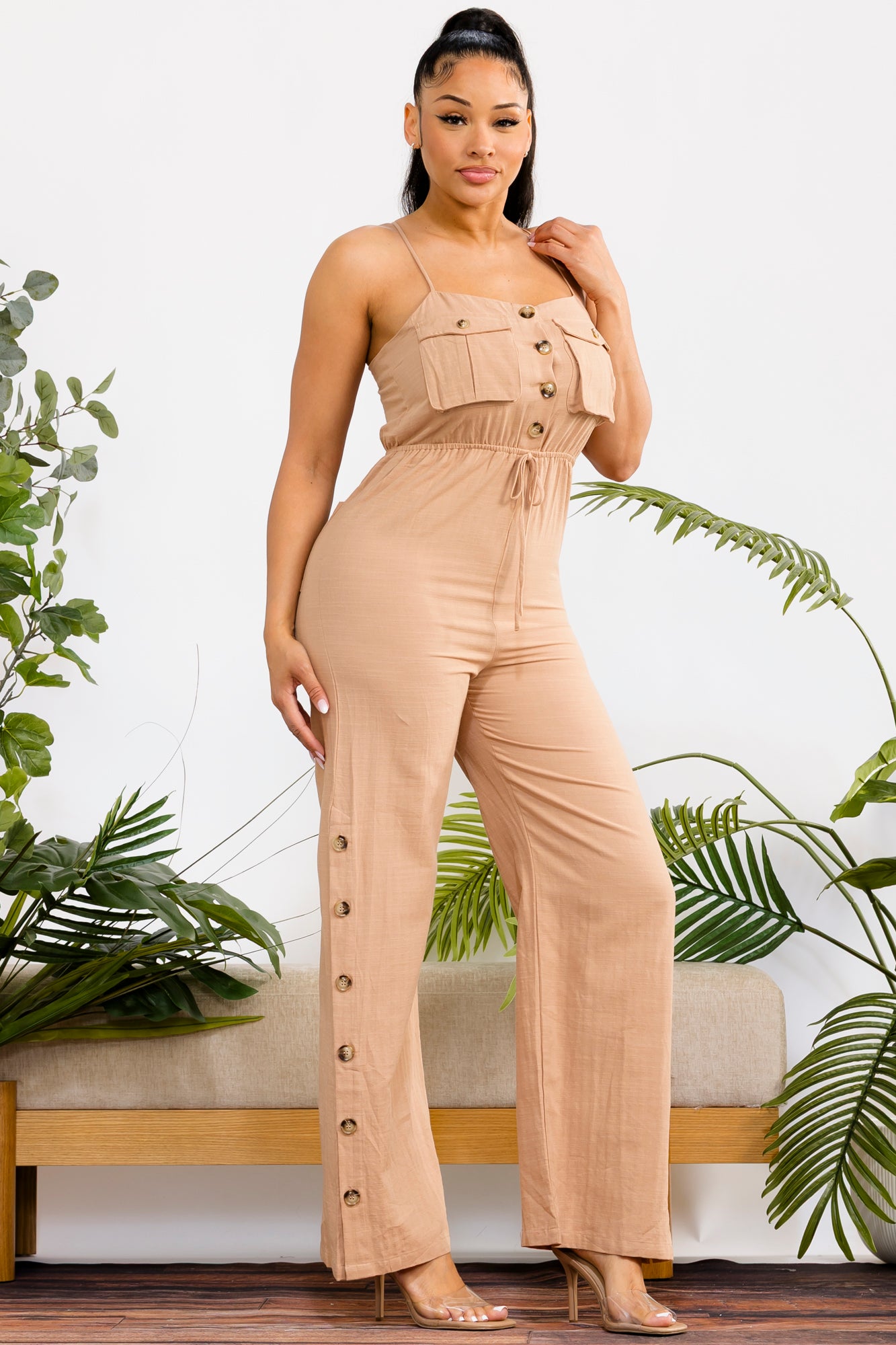 AM766P - Elegant Wide-Leg Jumpsuit