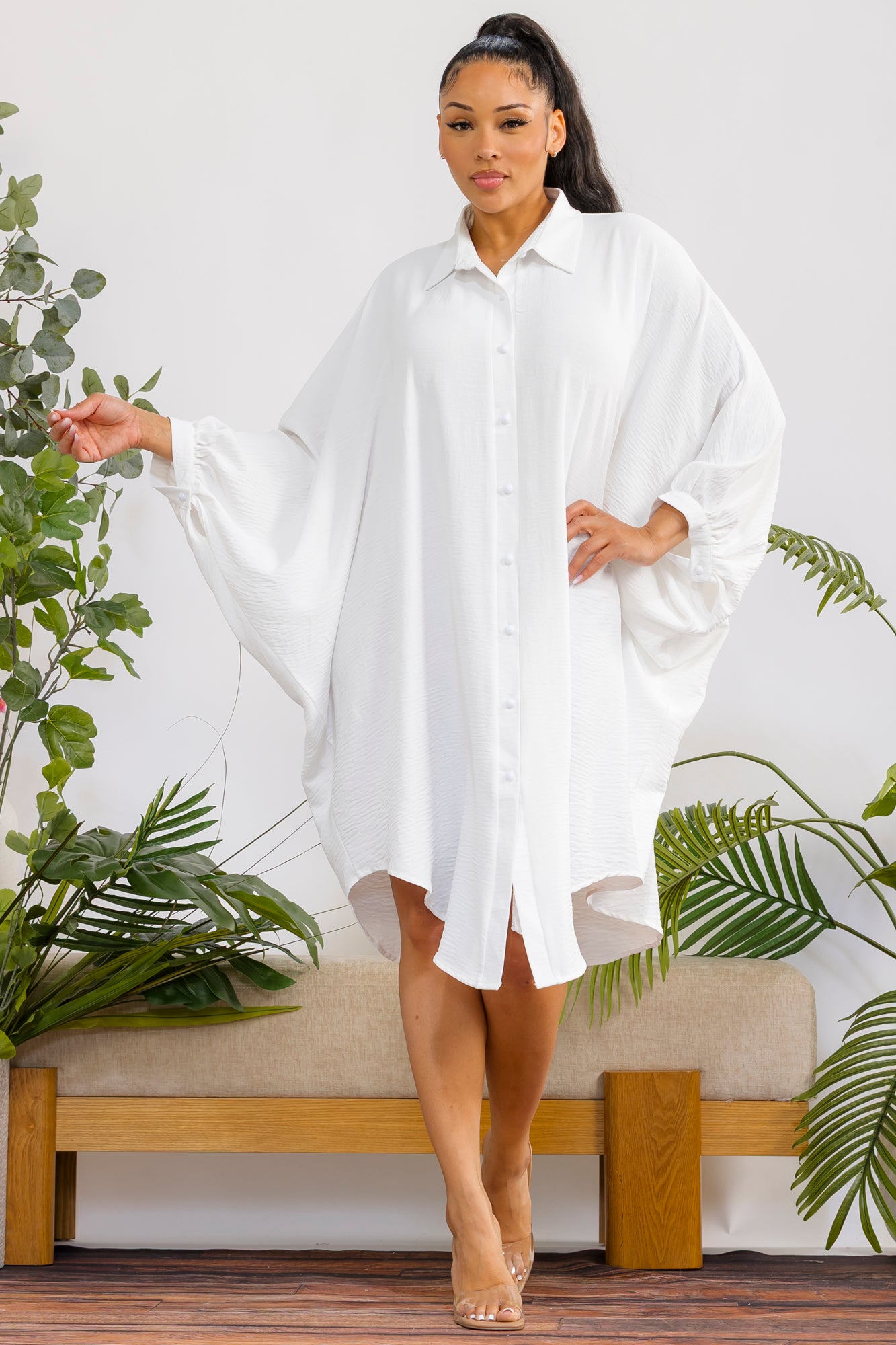 S25655-X - Plus Size Oversized Shirt Dress