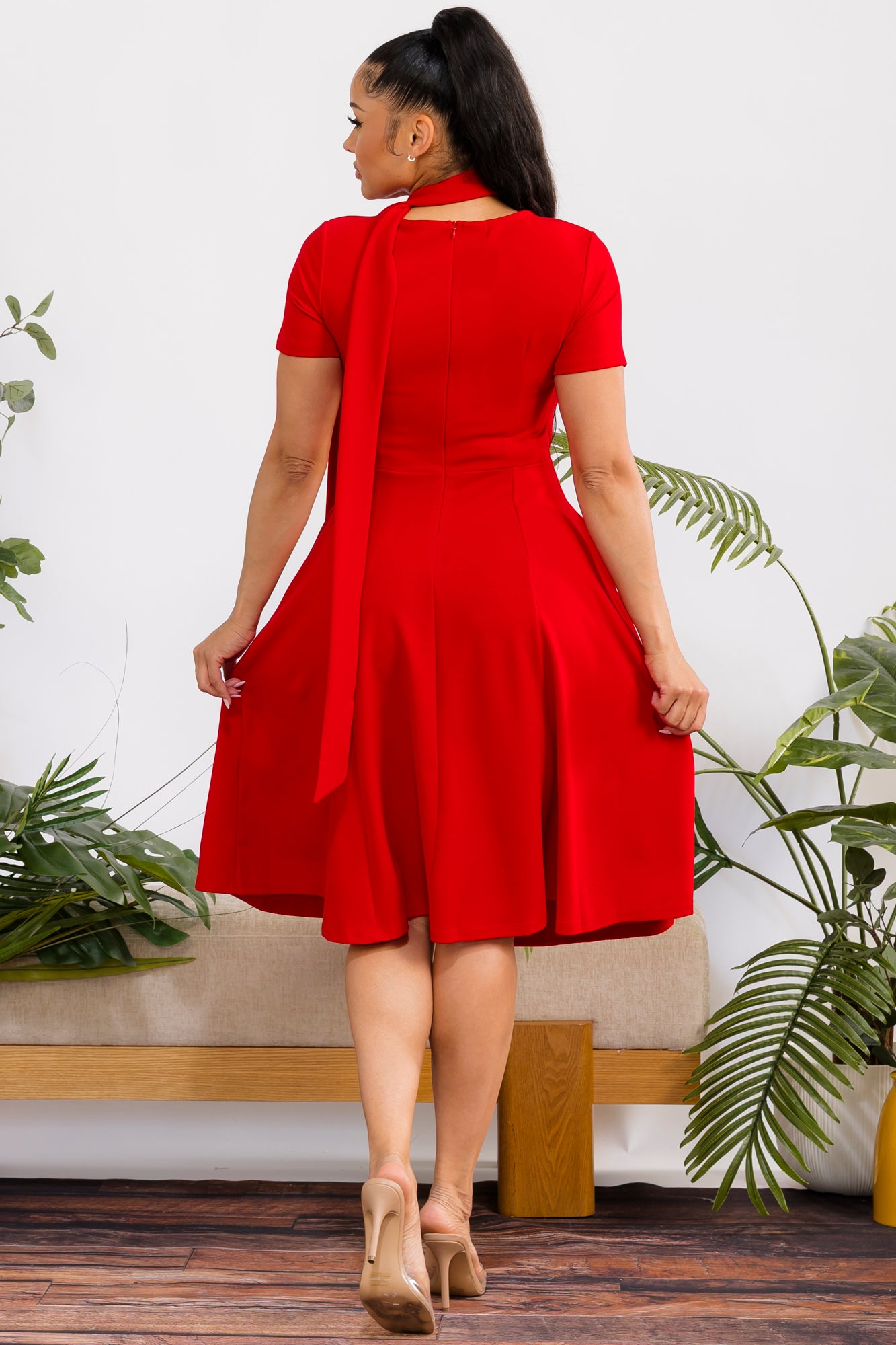 S25669-R - Flattering Midi Dress