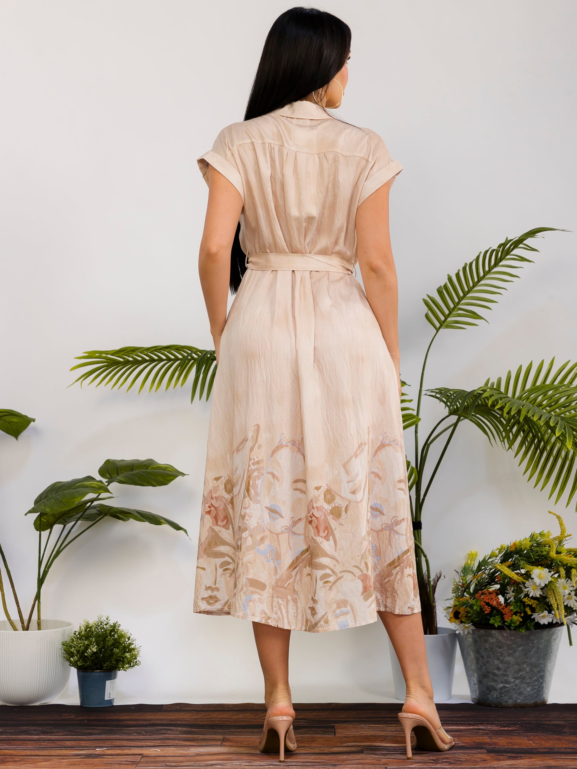 RD617 - Monroe Print Shirt Midi Dress