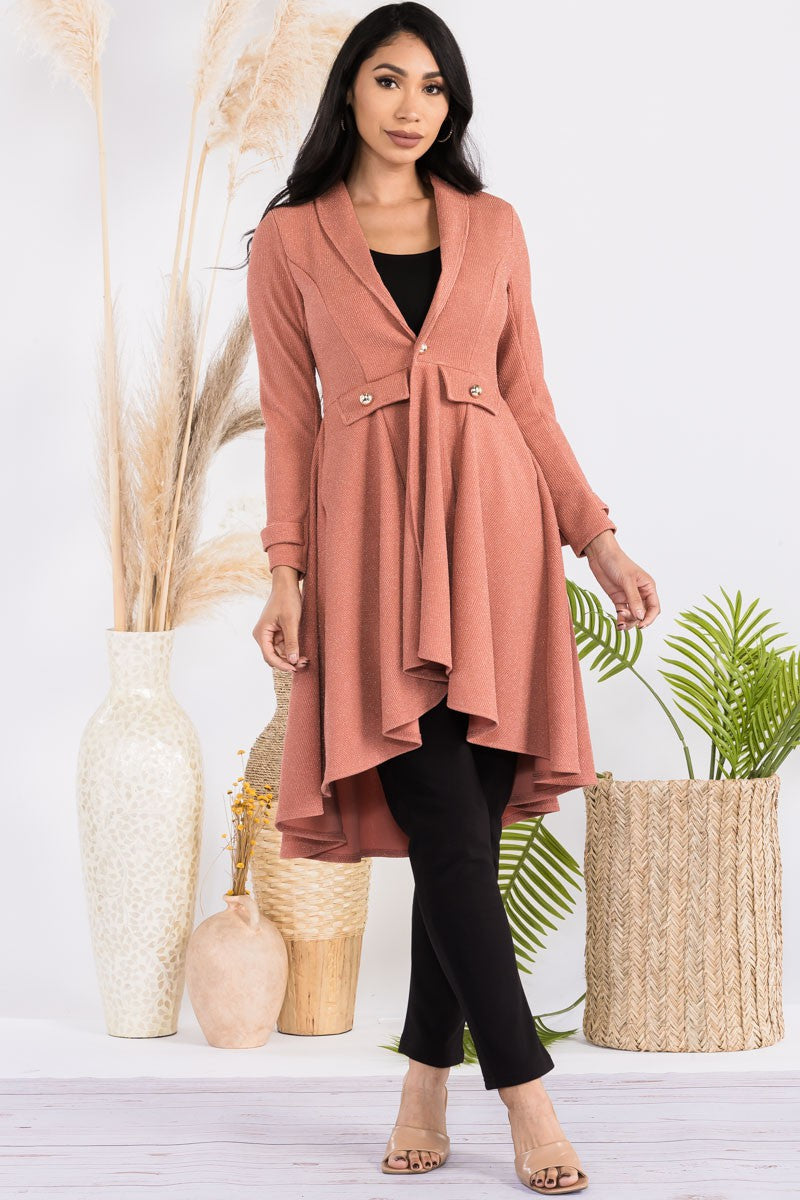 HH744R-S2 Crepe Hi-lo Cardigan