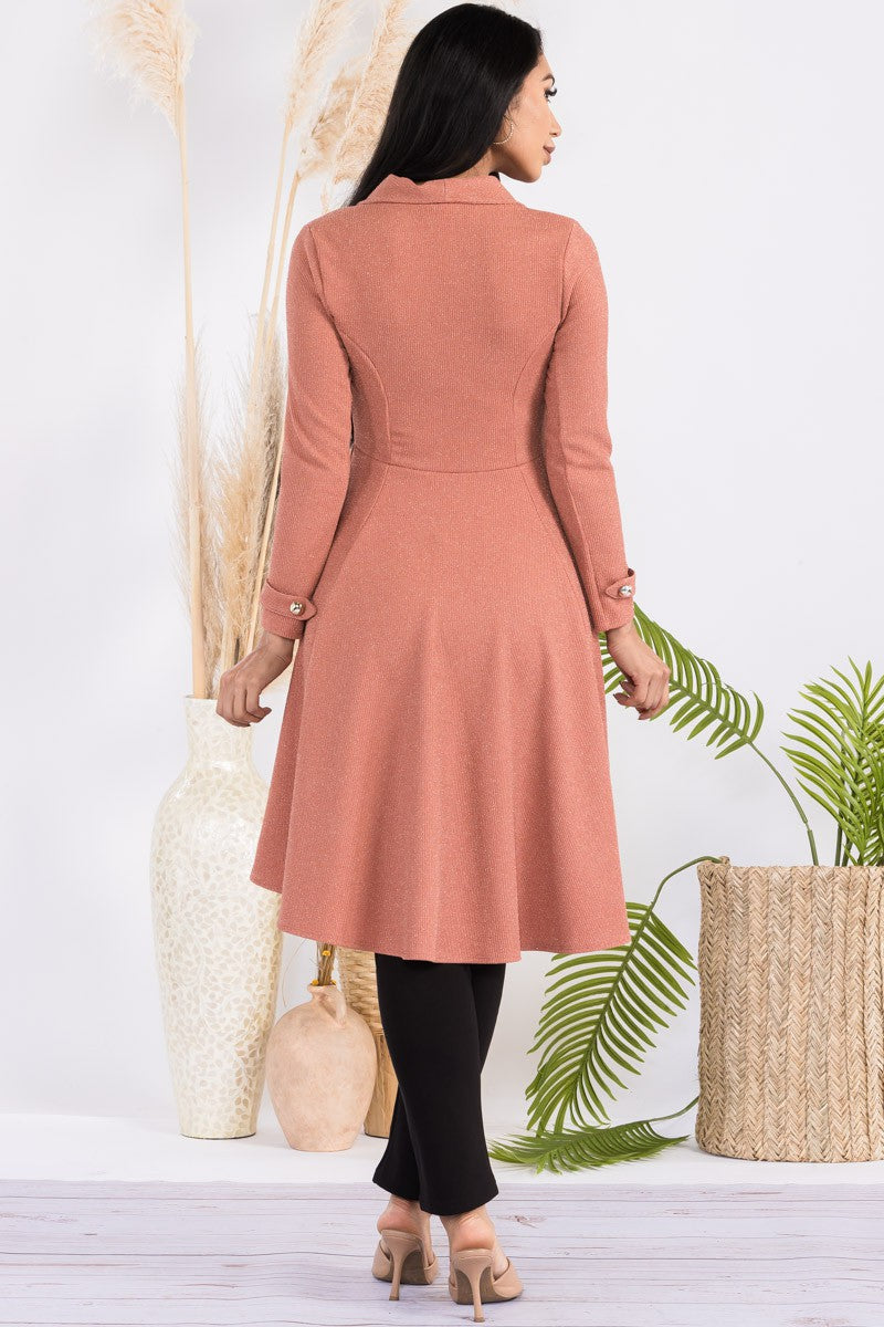 HH744R-S2 Crepe Hi-lo Cardigan