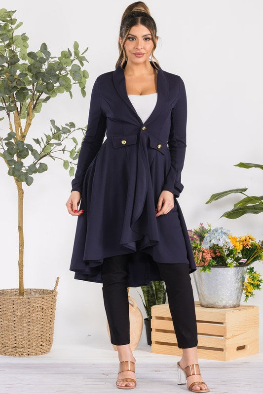 HH744X-S Plus Crepe Hi-lo Cardigan