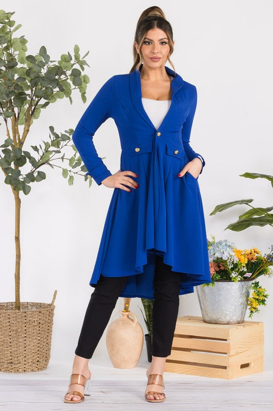 HH744X-S Plus Crepe Hi-lo Cardigan