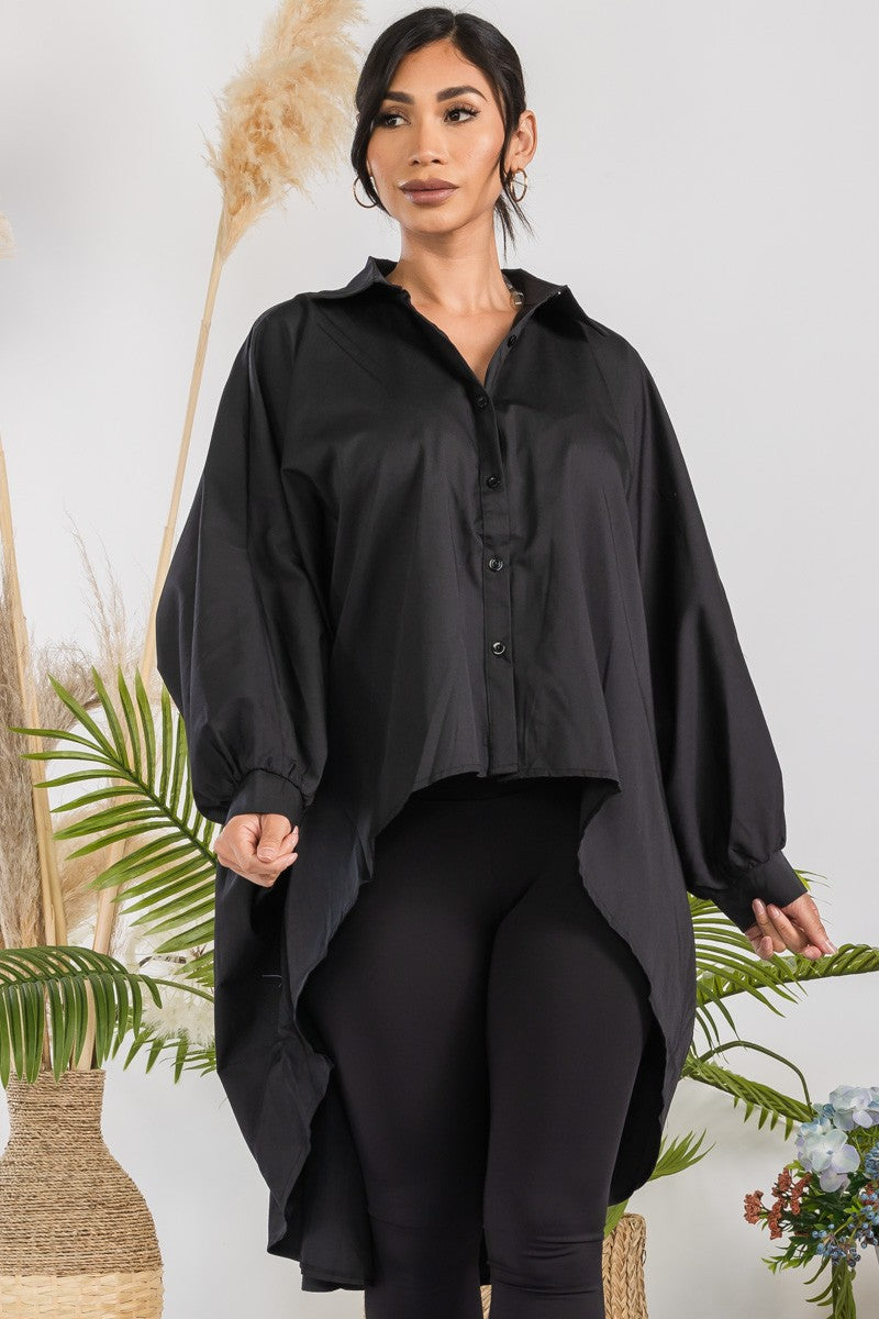 T304X-1 - PLUS SIZE HI-LO LONG SLEEVE SHIRT