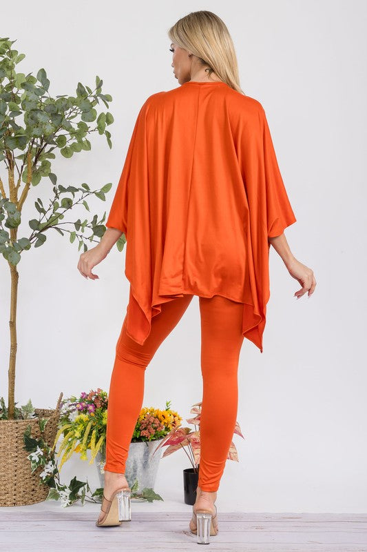 HH637R-S1 V-neck Top & Leggings 2 PC Set