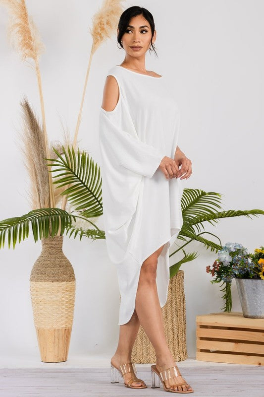HH735R-S COLD SHOULDER DRESS