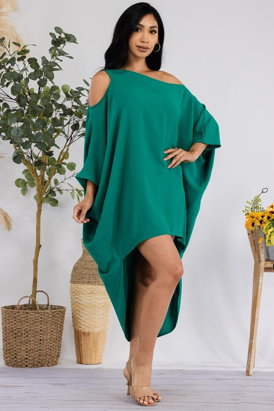 HH735R-S COLD SHOULDER DRESS
