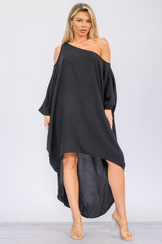 HH735R-S COLD SHOULDER DRESS