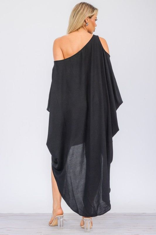 HH735R-S COLD SHOULDER DRESS