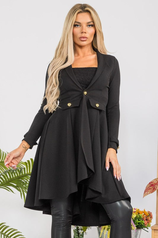 HH744X-S Plus Crepe Hi-lo Cardigan