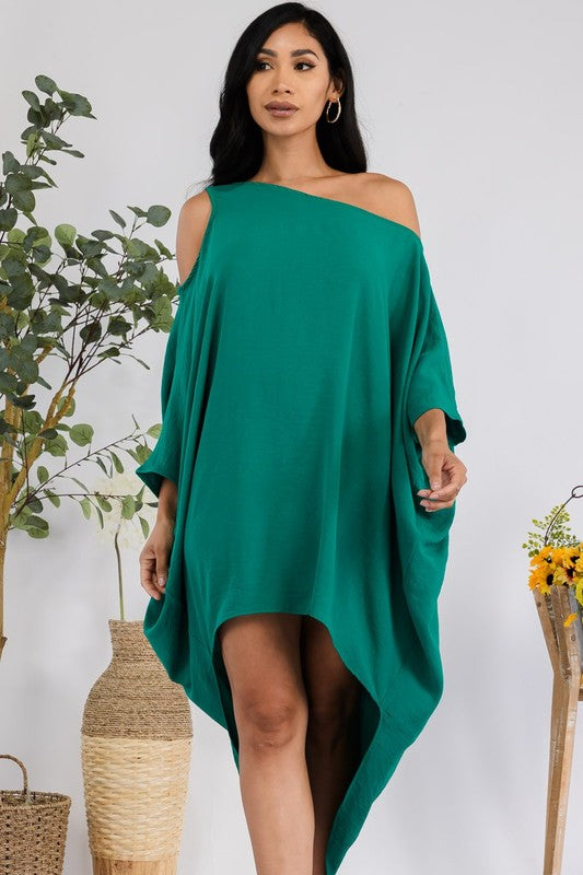 HH735R-S COLD SHOULDER DRESS
