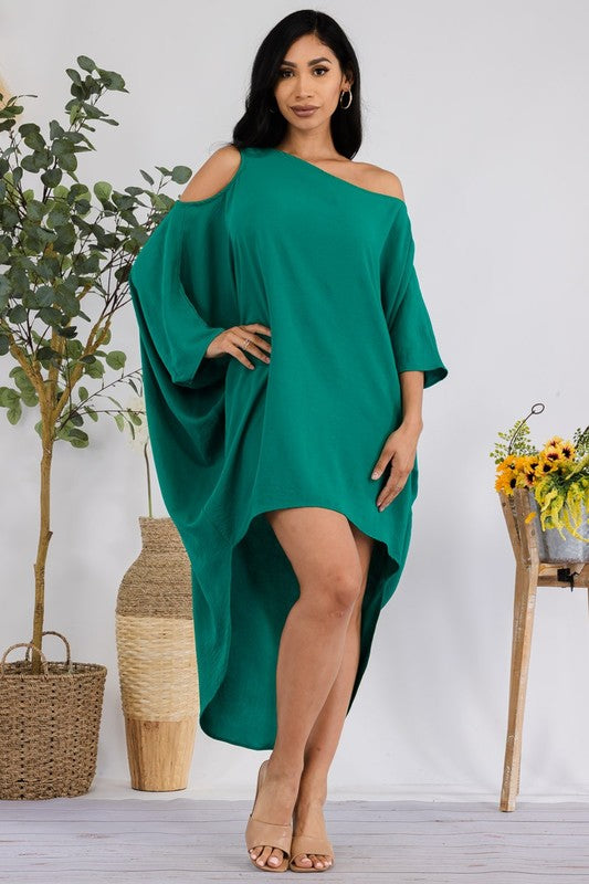 HH735R-S COLD SHOULDER DRESS