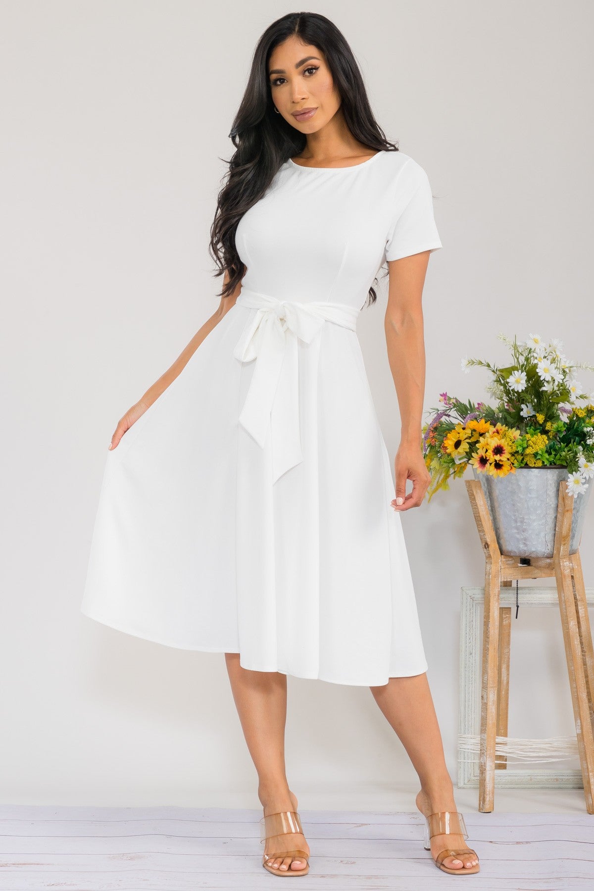 S25669-X - Plus Size Flattering Midi Dress