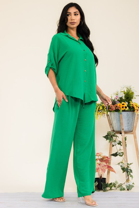 HH753-55R-S1 2PC COLLARD SHIRT AND PANT SET
