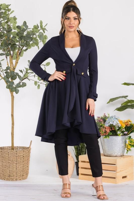 HH744X-S Plus Crepe Hi-lo Cardigan