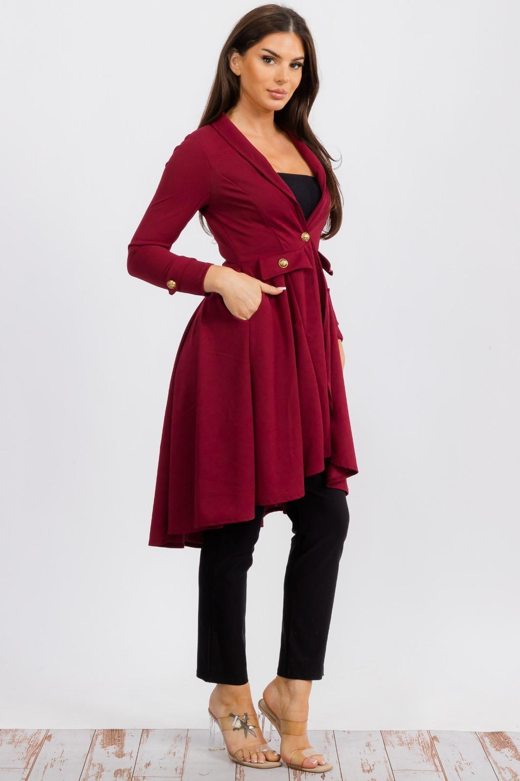 HH744R-S2 Crepe Hi-lo Cardigan