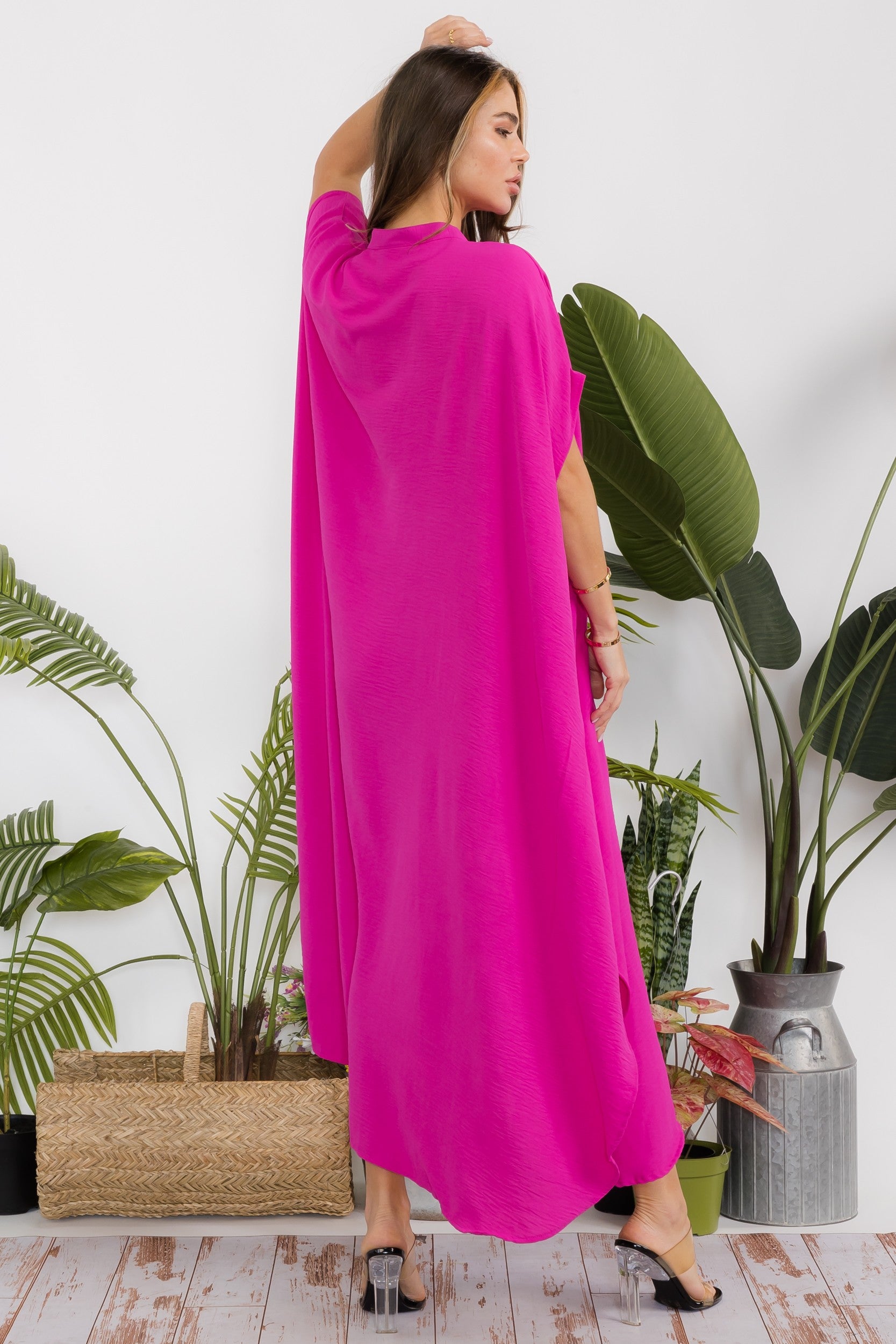 HH763R-S2 OVERSIZED BUTTON DOWN DRESS