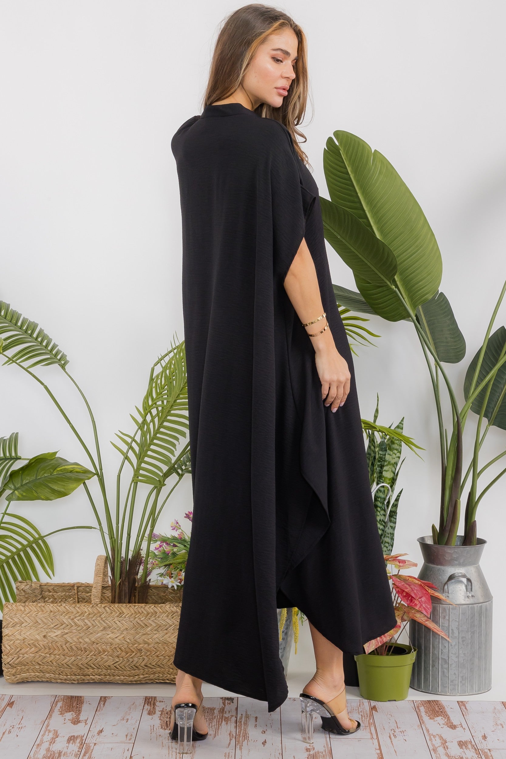 HH763R-S2 OVERSIZED BUTTON DOWN DRESS