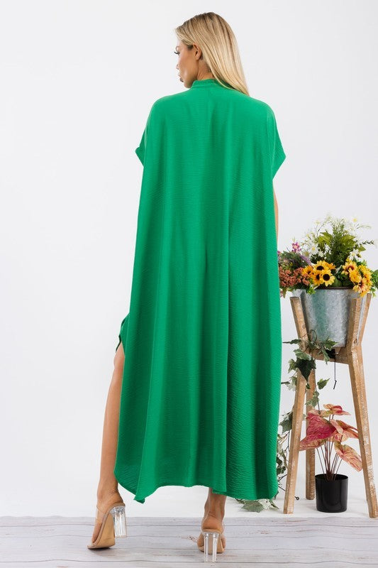 HH763R-S2 OVERSIZED BUTTON DOWN DRESS