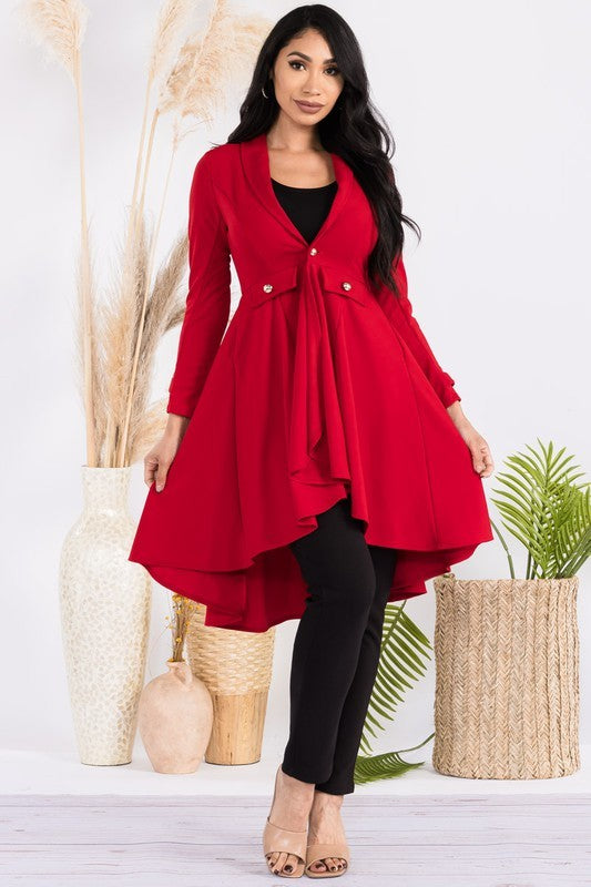 HH744X1-S Plus Crepe Hi-lo Cardigan