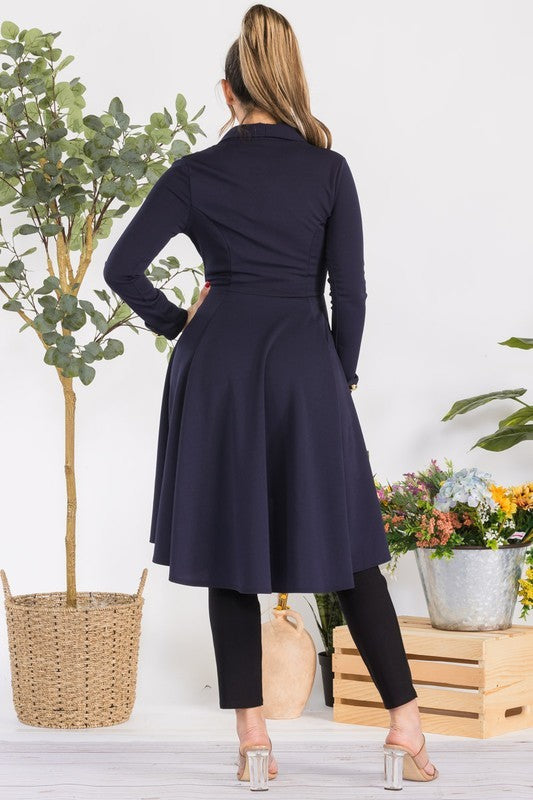 HH744X1-S Plus Crepe Hi-lo Cardigan