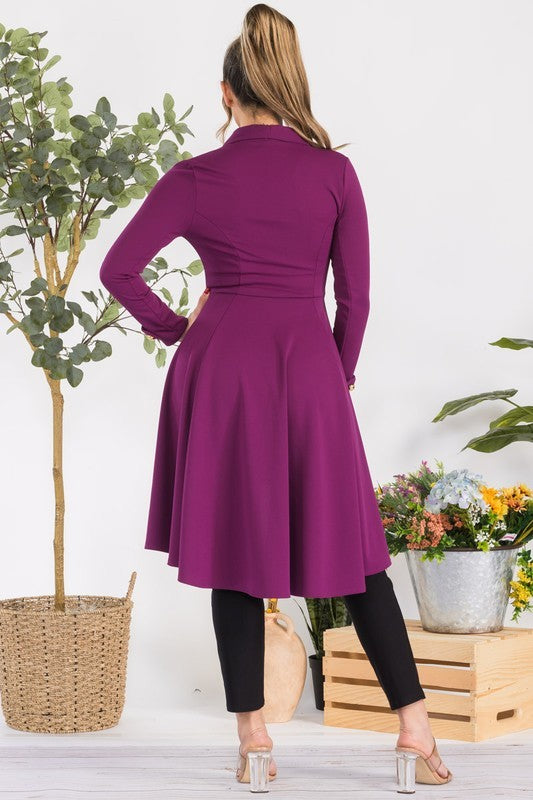 HH744X1-S Plus Crepe Hi-lo Cardigan