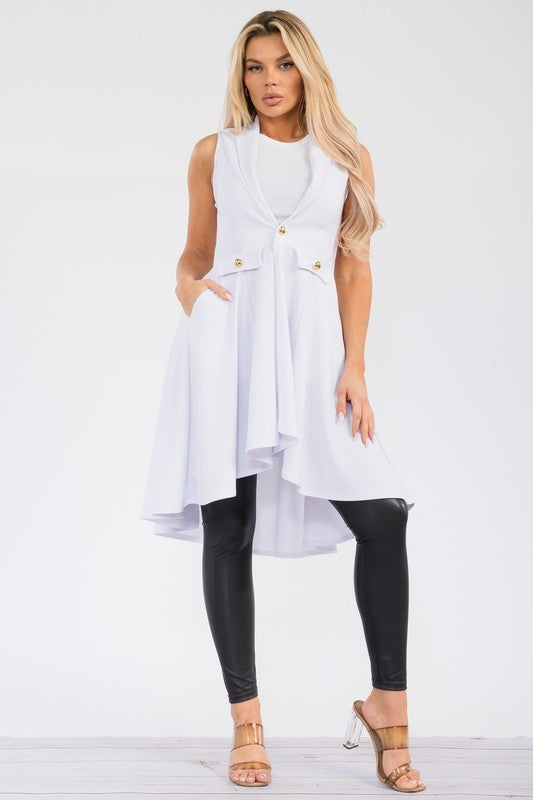 HH757R-S1 Sleeveless Hi-lo Cardigan