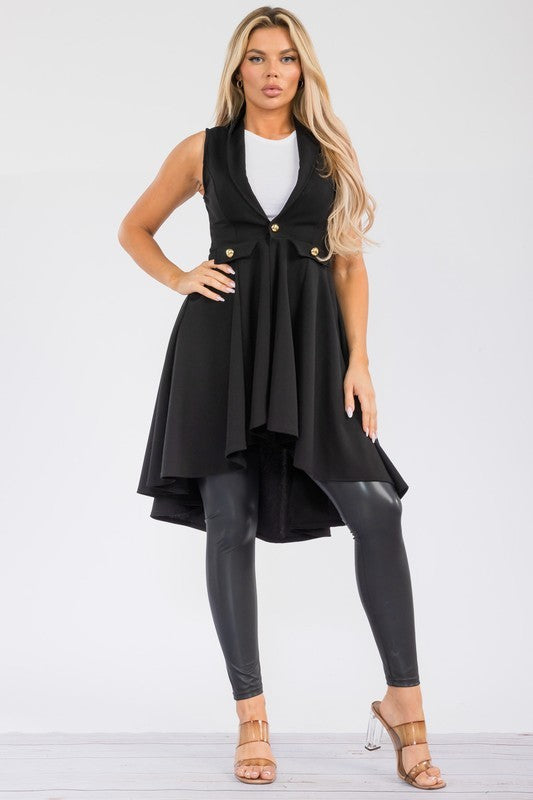 HH757R-S1 Sleeveless Hi-lo Cardigan