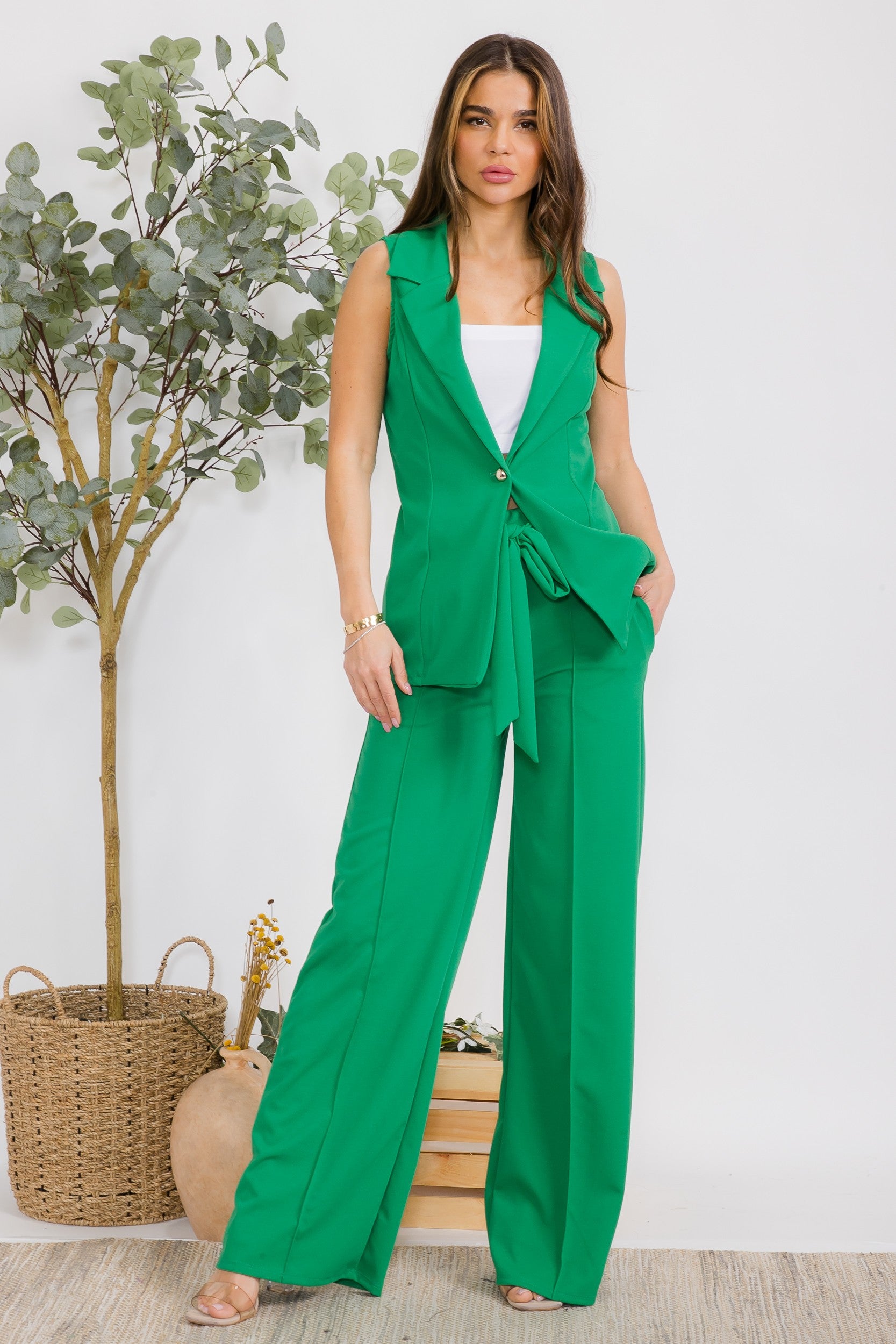 S25671-R - 2 PC VEST AND PANT SET